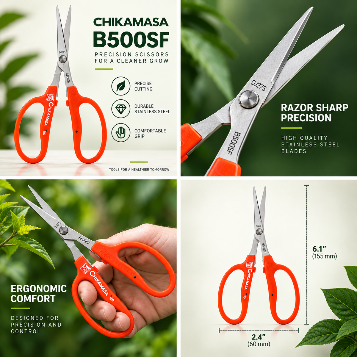 CHIKAMASA B-500SF Stainless Steel Fluorine Coated Scissors