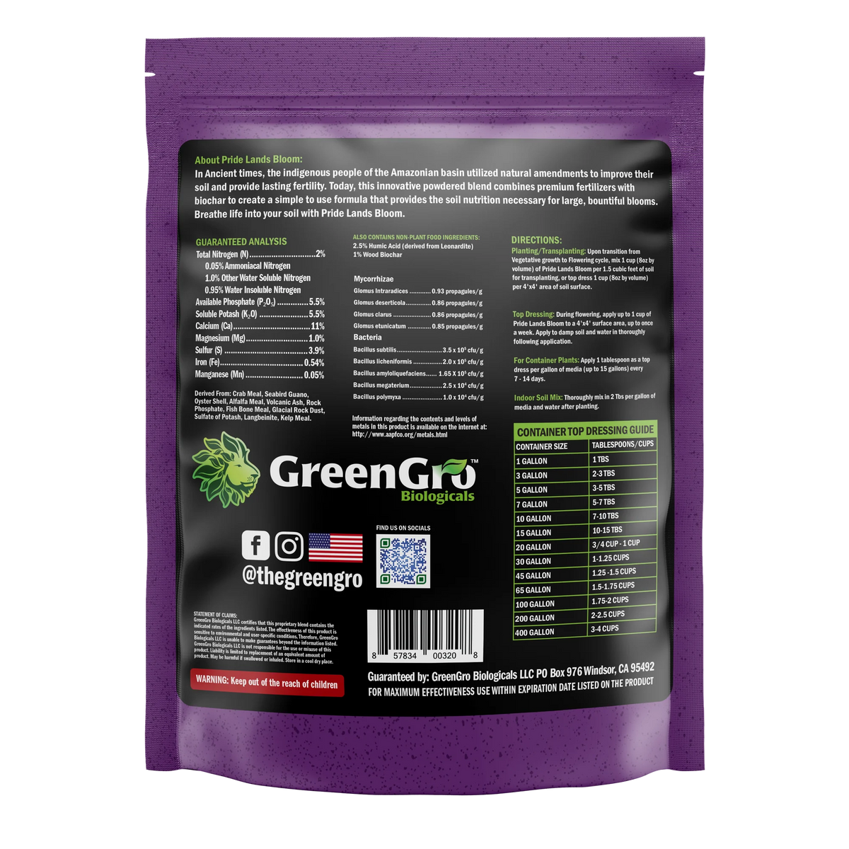 GreenGro Pride Lands Bloom - 5 lb