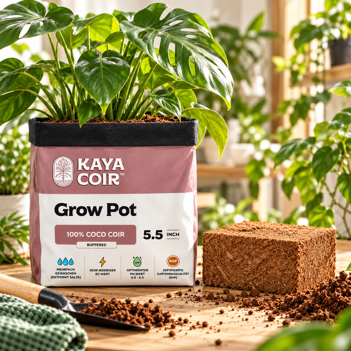 Kaya Coir 5.5" Grow Pot – 1.25 Gallon Coco Grow Bags (Case of 40)