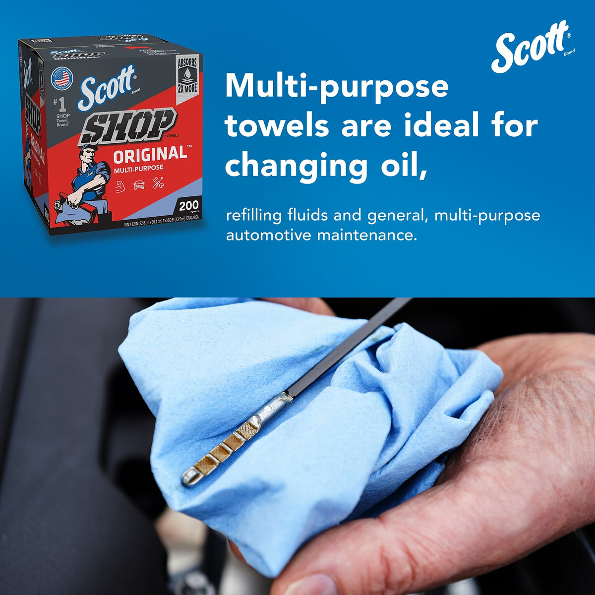 Scott Shop Towels, Blue (Box of 200)