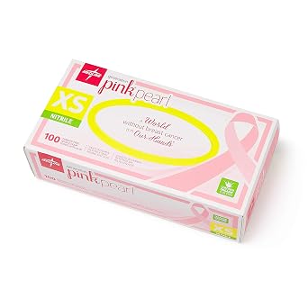 Medline PINK5083 Generation Pearl Exam Glove with Aloe, Nitrile, Latex Free, X-Small, Pink (Pack of 100)