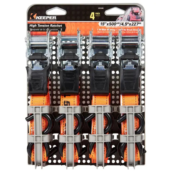 Keeper Tie Down Ratchet Strap 15' (4-pack)