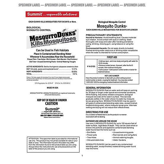 Summit Mosquito Dunks Insecticide Tablets 6-Pack