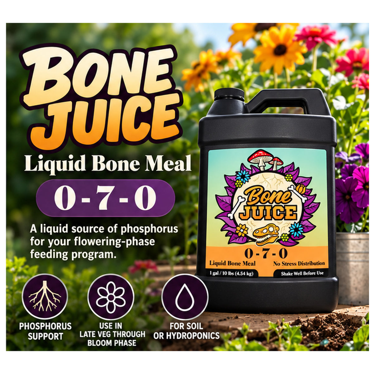 Bone Juice Liquid Bone Meal 0-7-0 | Phosphorus & Calcium Fertilizer - Qt