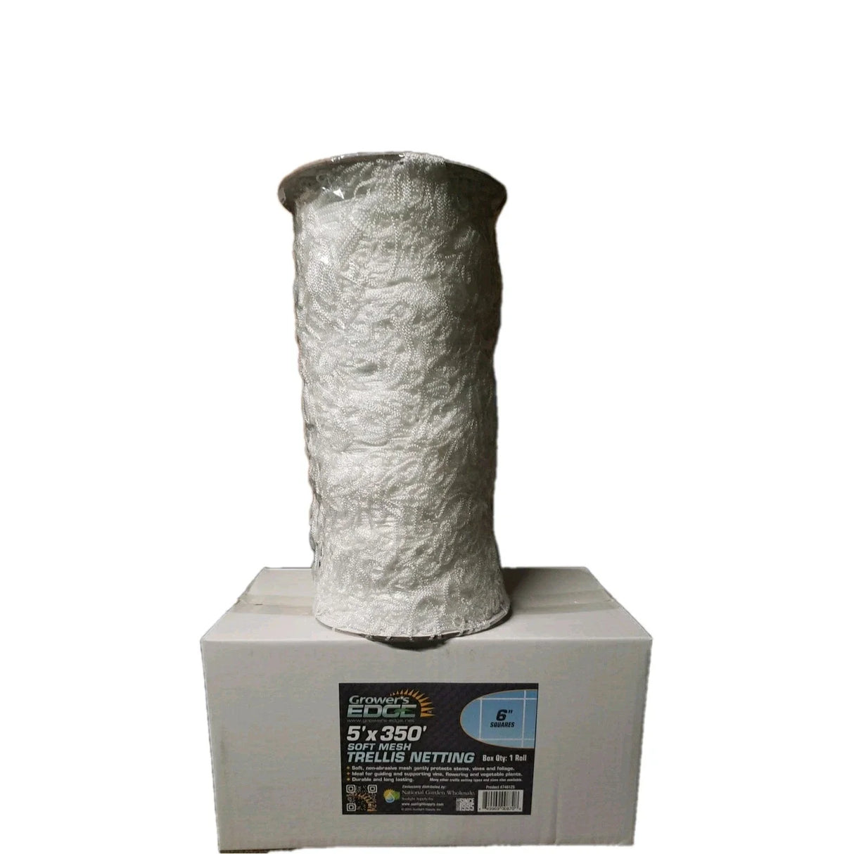 Grower's Edge Soft Mesh Trellis Netting Roll 5' x 350' (w/ 6" Squares)