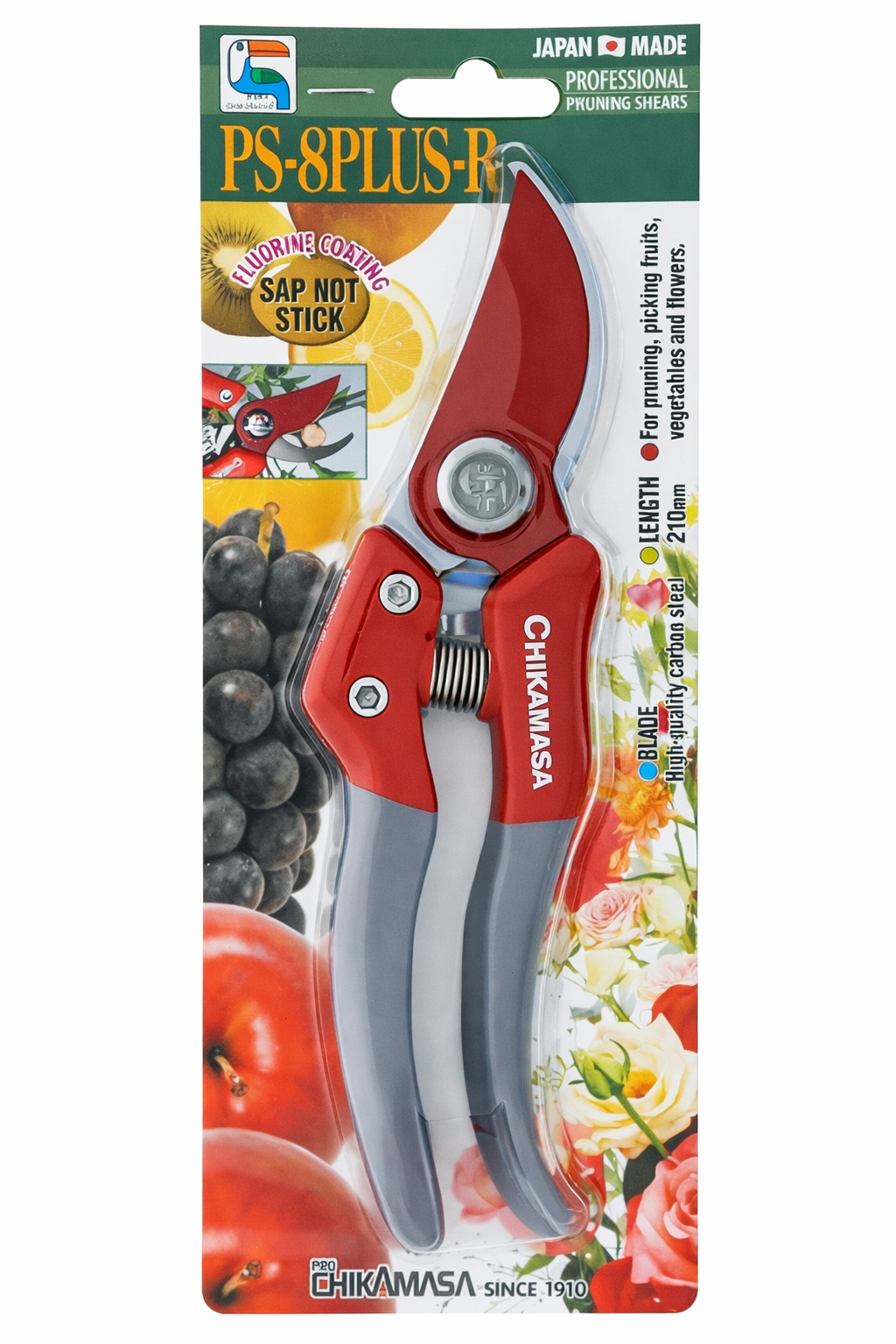Chikamasa PS8PLUSR Pruning Shears Carbon Steel Fluorine Coated