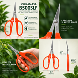 CHIKAMASA B-500SLF Slanted Stainless Steel Fluroine Coated Scissors