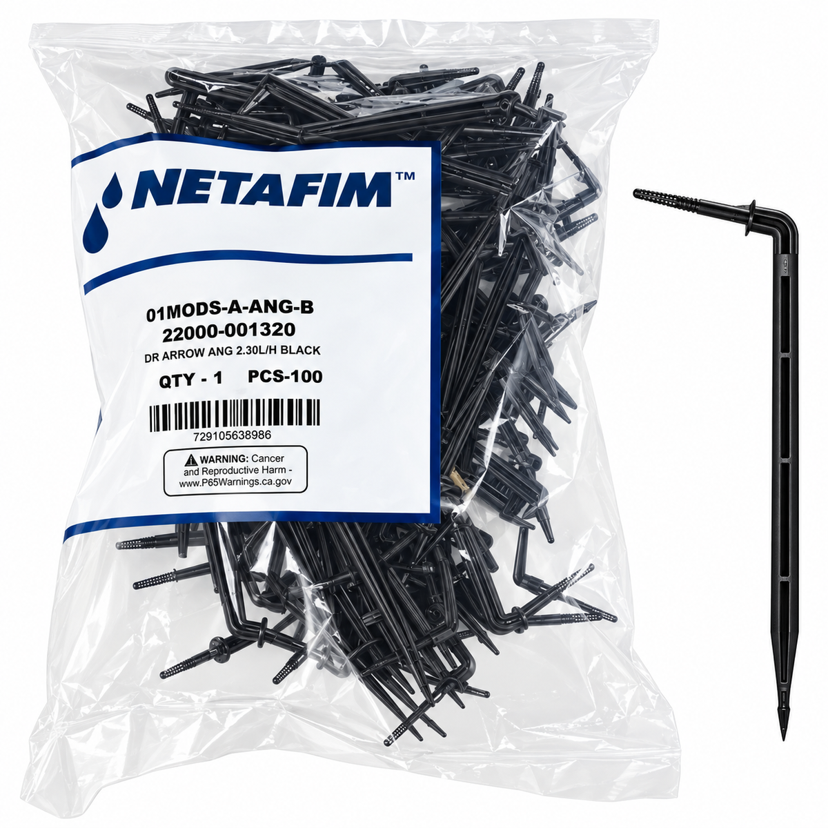 Netafim Angle Arrow Dripper, 6.375" (100 Pack)