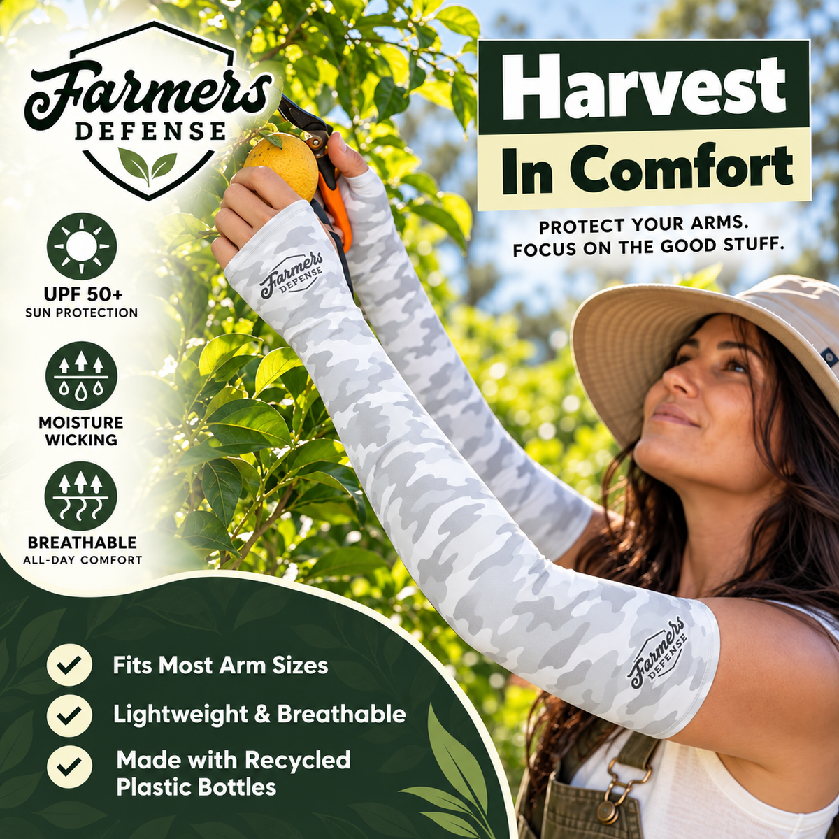 Farmer's Defense Protection Sleeves - White Camo (S/M)