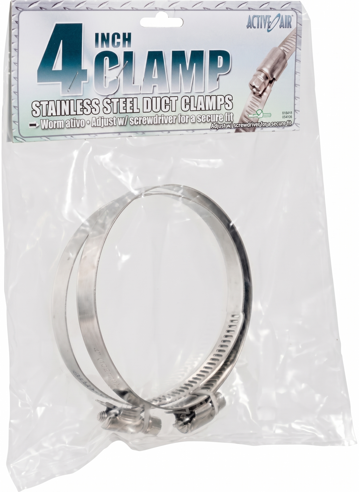 Active Air Stainless Steel Duct Clamps 4" 2 Pack