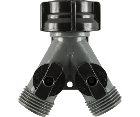 Gilmour Polymer Threaded Male Y-Hose Connector with Shut Offs