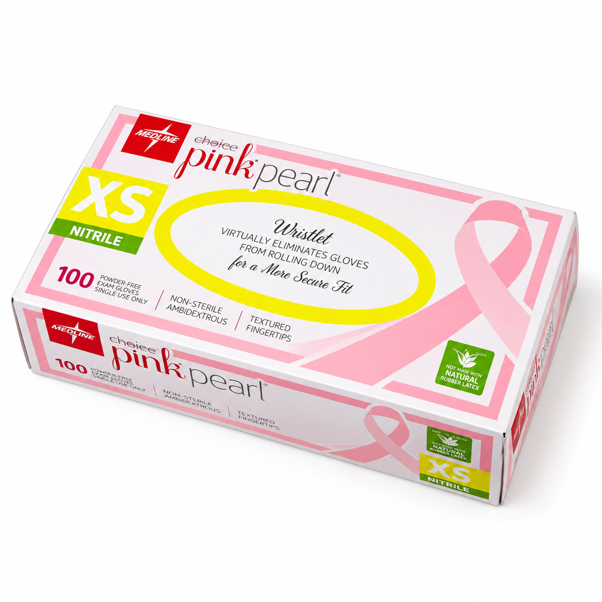 Medline PINK5083 Generation Pearl Exam Glove with Aloe, Nitrile, Latex Free, X-Small, Pink (Pack of 100)