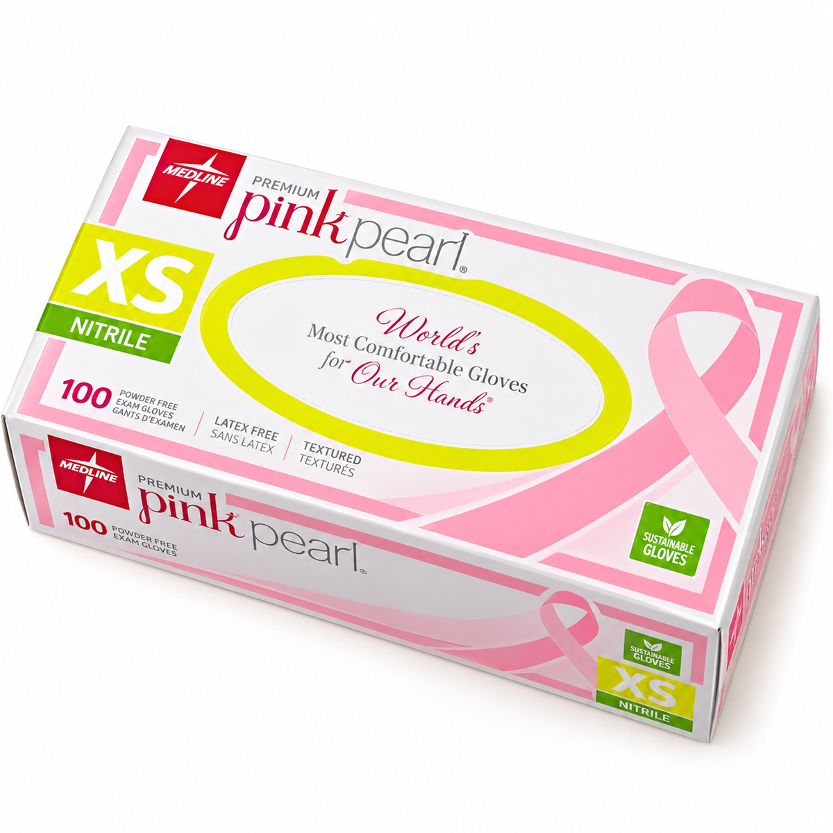 Medline PINK5083 Generation Pearl Exam Glove with Aloe, Nitrile, Latex Free, X-Small, Pink (Pack of 100)