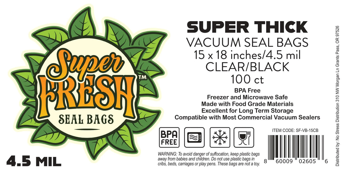 Super Fresh CLEAR/BLACK 15"x18" 4.5mil (100 pack)