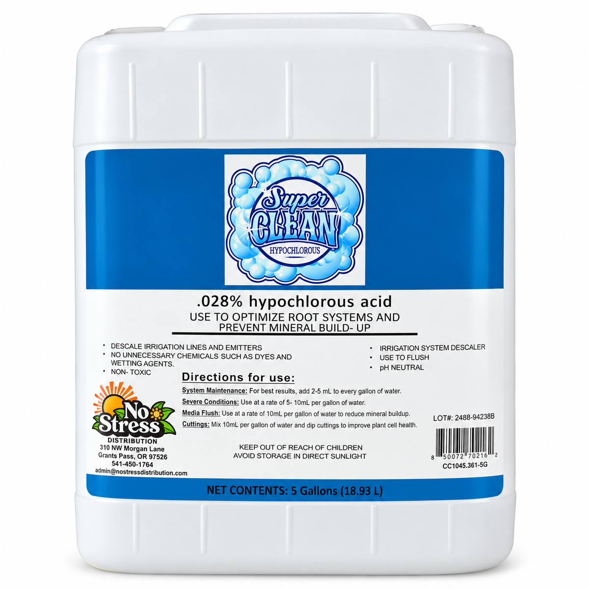 Super Clean Hypochlorous Acid Irrigation System Descaler – 5 Gallon