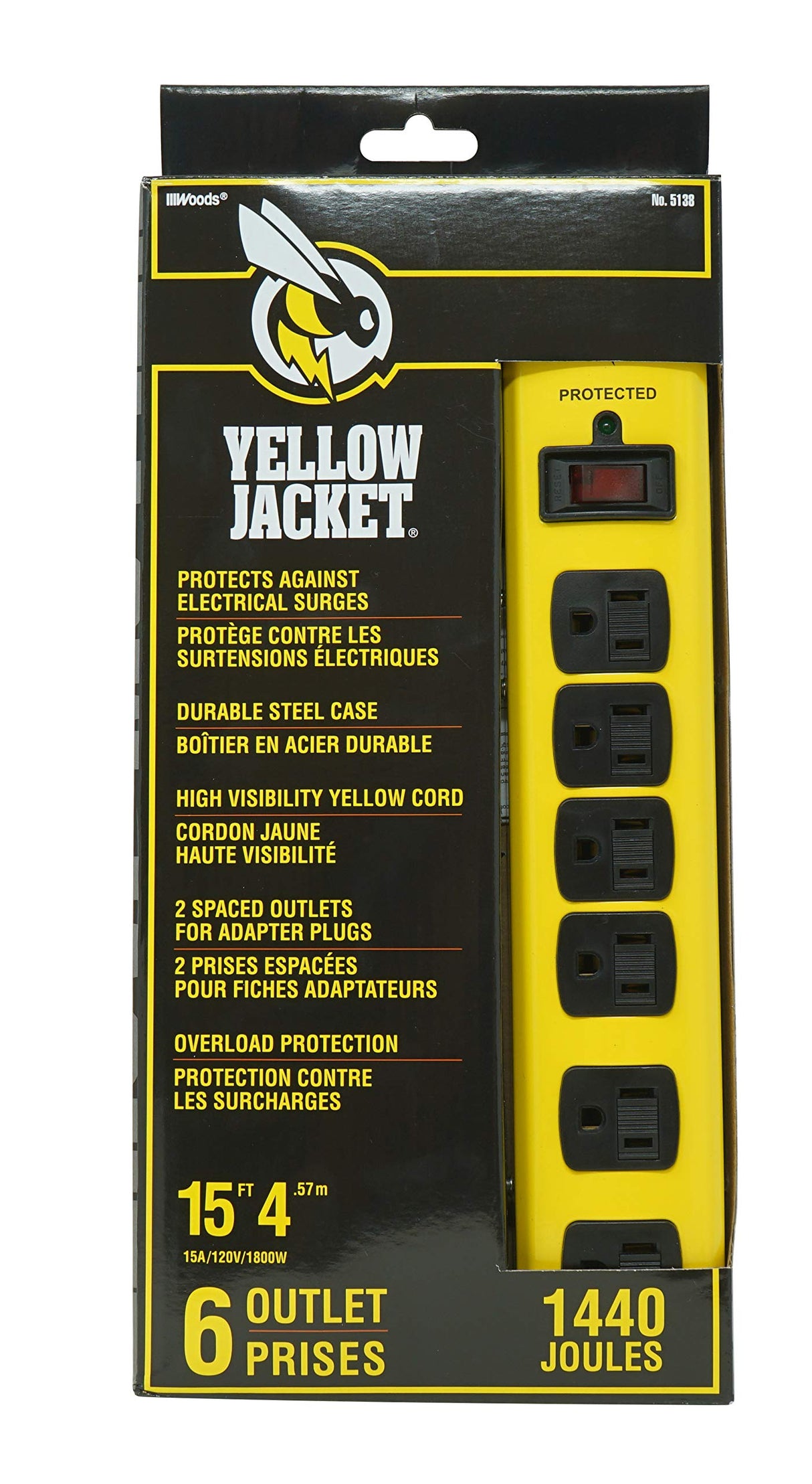 Yellow Jacket Power Strip 6-Outlet 15'